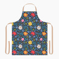 Blue Floral patterned custom printed on an apron with a white background