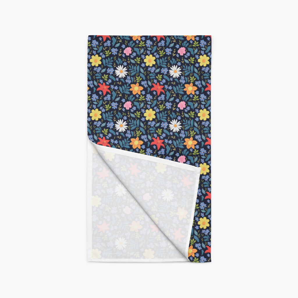 Blue Floral patterned table runner with a white background