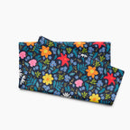 Cloth kitchen hand towel with blue floral pattern on a white background