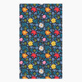 Cloth kitchen hand towel with blue floral pattern on a white background