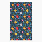Cloth kitchen hand towel with blue floral pattern on a white background