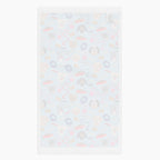 White back of cloth kitchen hand towel with dog gear pattern on a white background