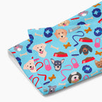 Cloth kitchen hand towel with dog gear pattern on a white background