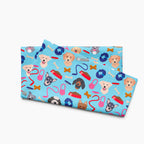 Cloth kitchen hand towel with dog gear pattern on a white background
