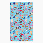 Cloth kitchen hand towel with dog gear pattern on a white background