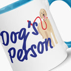 Mug with a dog illustration and 'Dog's Person' text on a white background