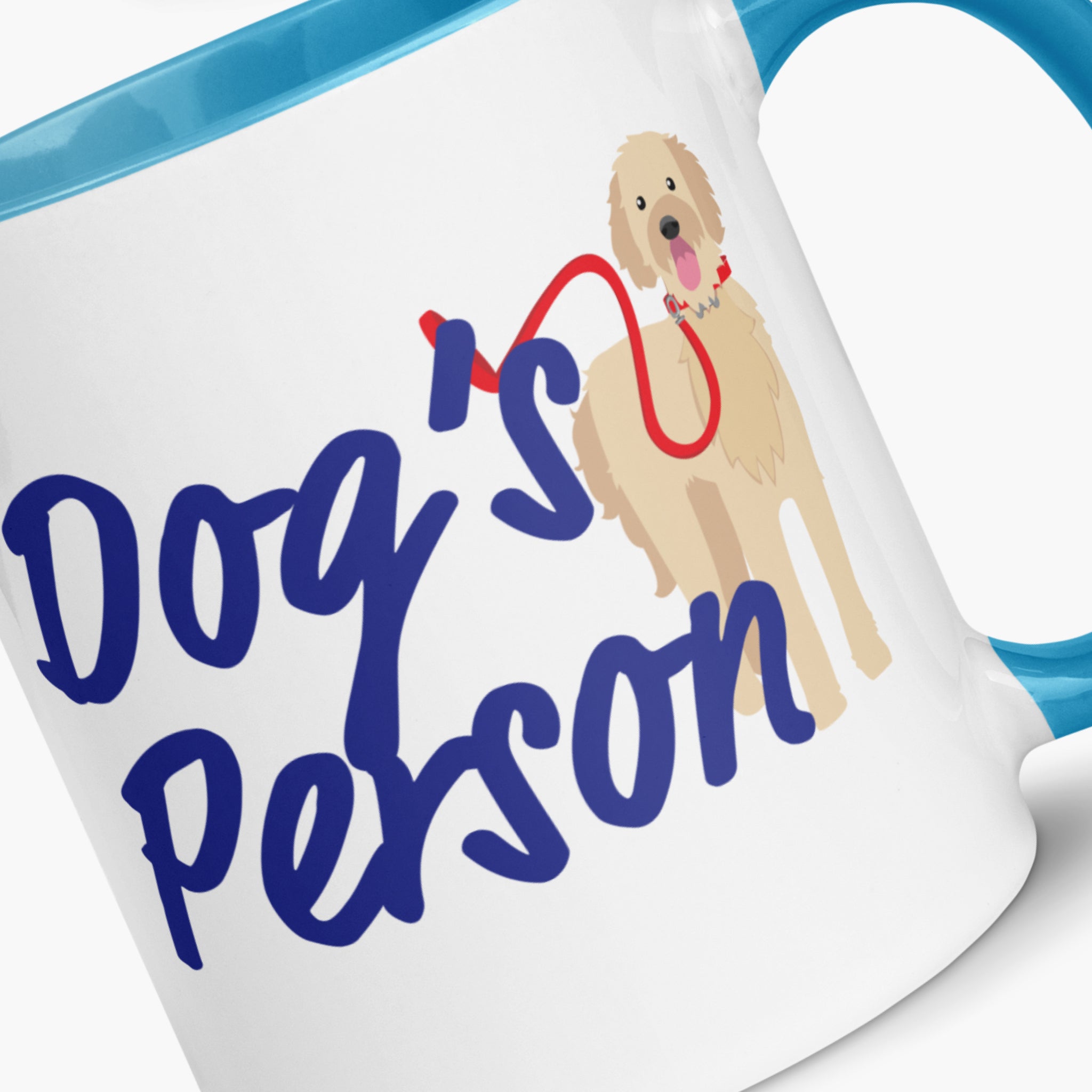 Mug with a dog illustration and 'Dog's Person' text on a white background