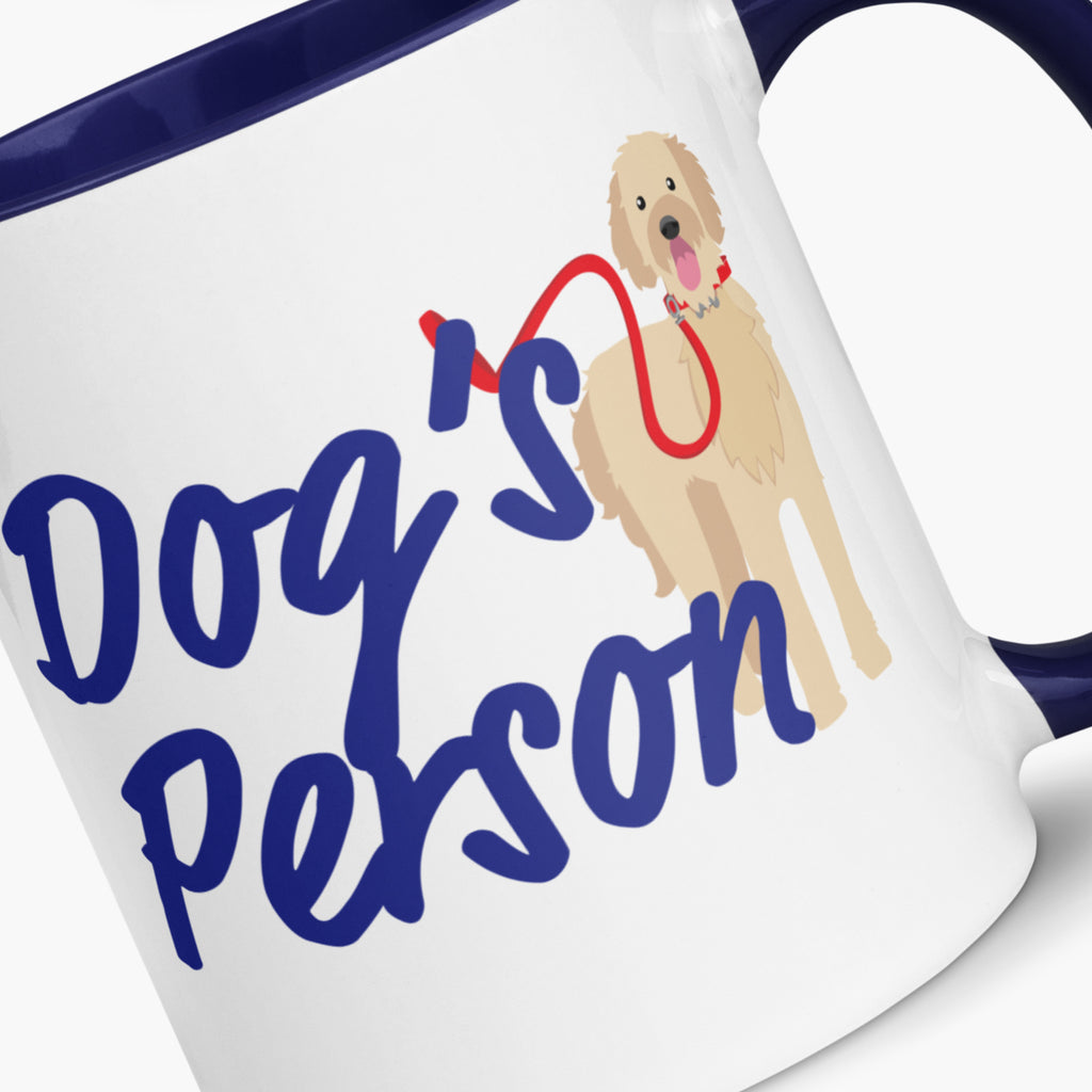 Mug with a dog illustration and 'Dog's Person' text on a white background