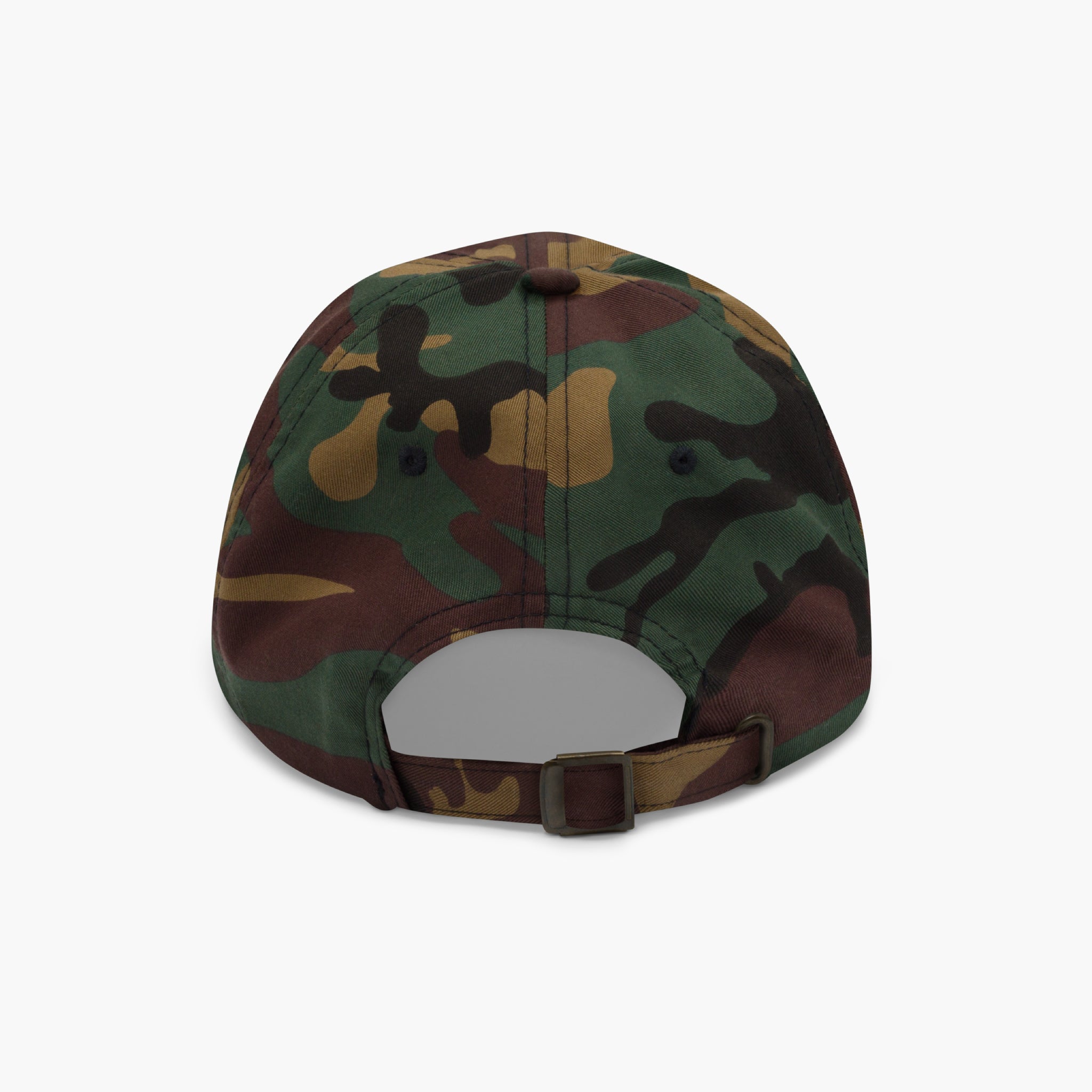 Camouflage-patterned cap on a white background
