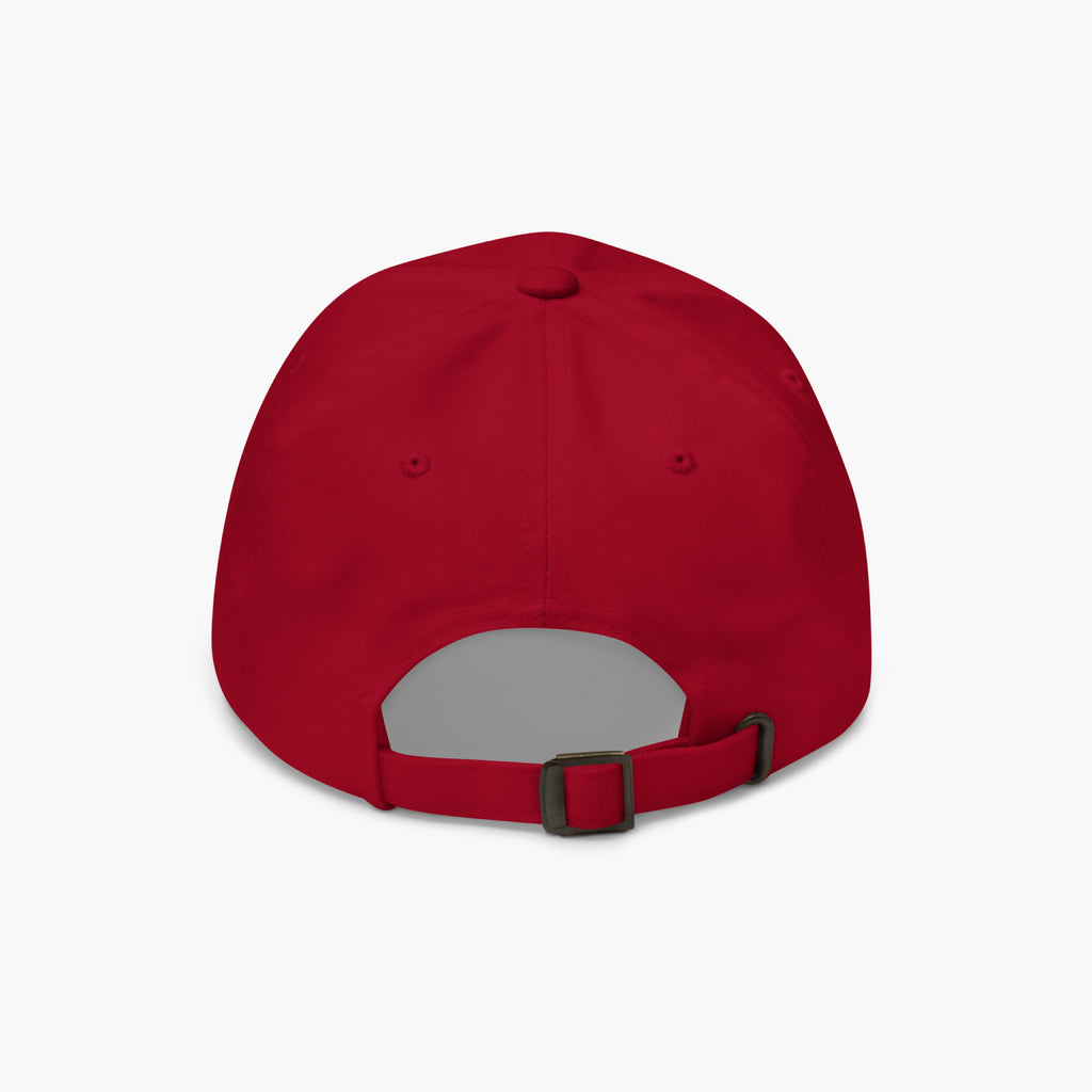 Red baseball cap on a white background
