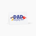 Card with 'DAD Everyday Hero' text and graphics on a white background