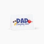 Card with 'DAD Everyday Hero' text and graphics on a white background
