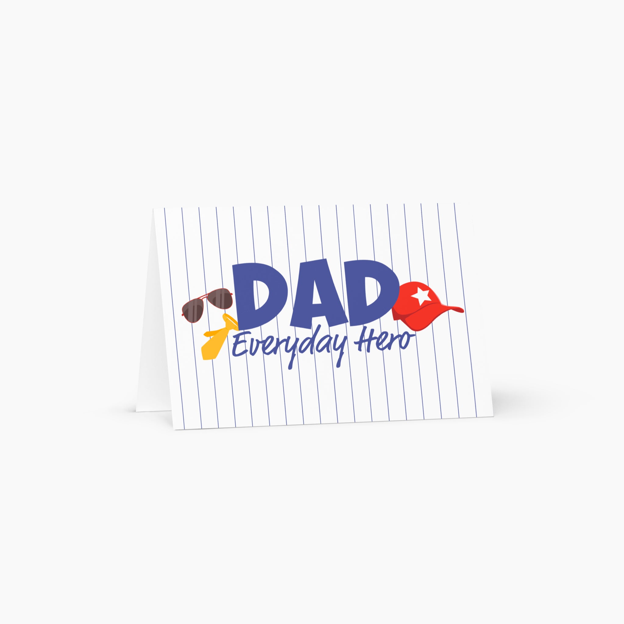 Card with 'DAD Everyday Hero' text and graphics on a white background