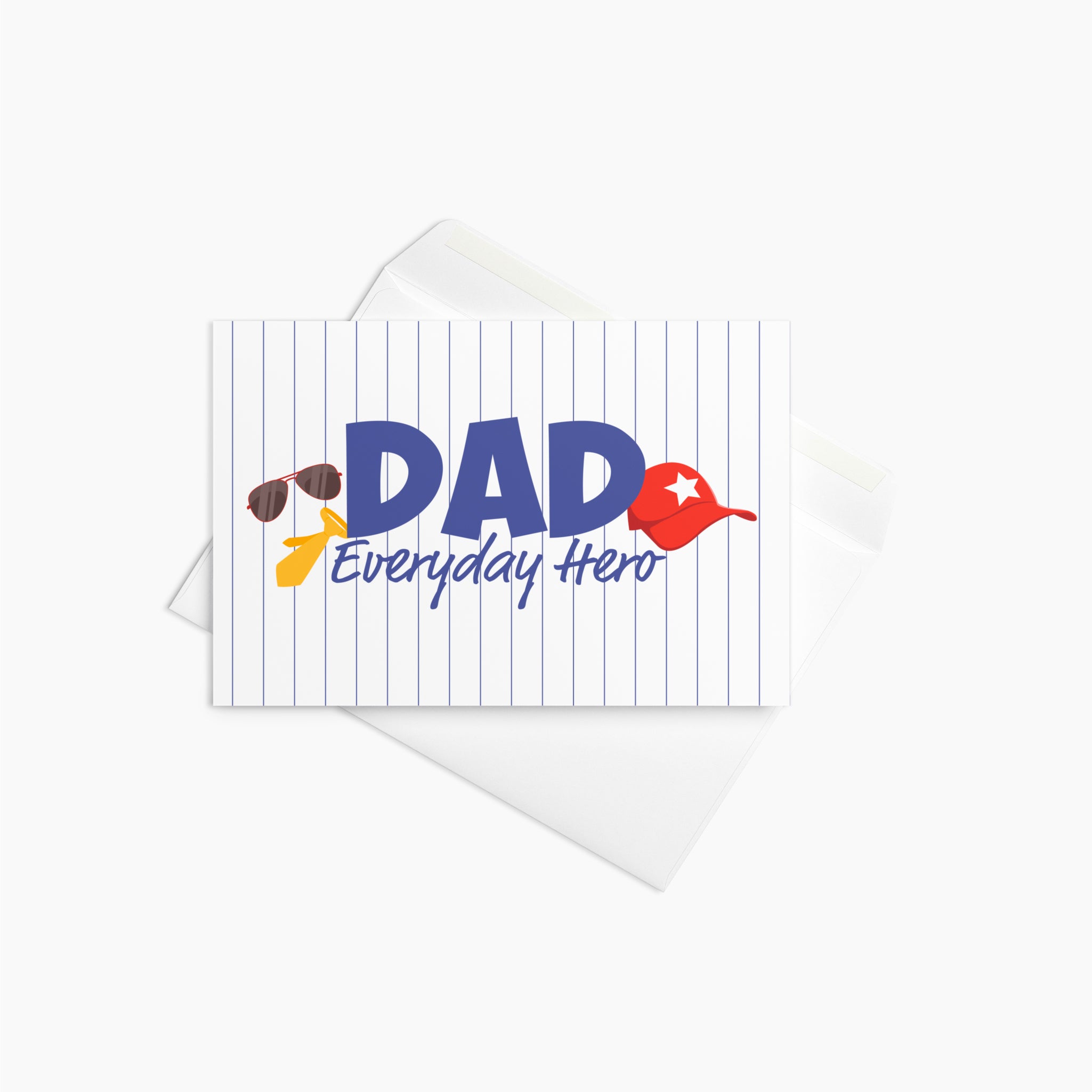 Card with 'DAD Everyday Hero' text and graphics on a white background