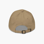 Khaki baseball cap back with a buckle on a white background