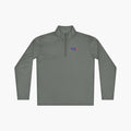 Grey long-sleeve quarter zip with 'Dad Everyday Hero' text and dad-themed design on a white background