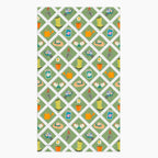 Cloth kitchen hand towel with green garden-themed pattern on a white background
