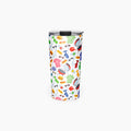 Tumbler with a colorful dad-themed pattern on a white background
