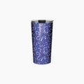 Tumbler with a blue fireworks-themed pattern on a white background