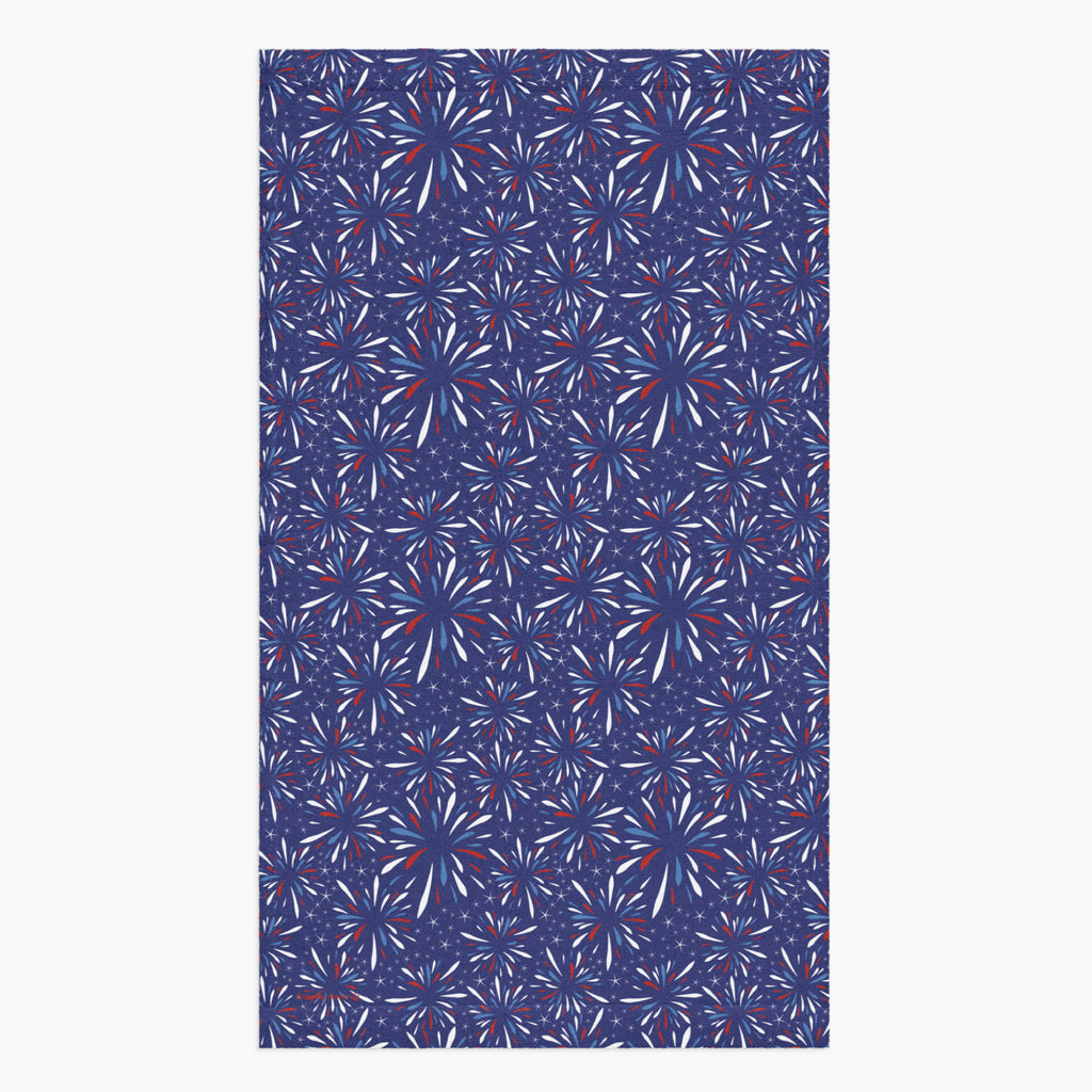 Cloth kitchen hand towel with firework pattern on a white background