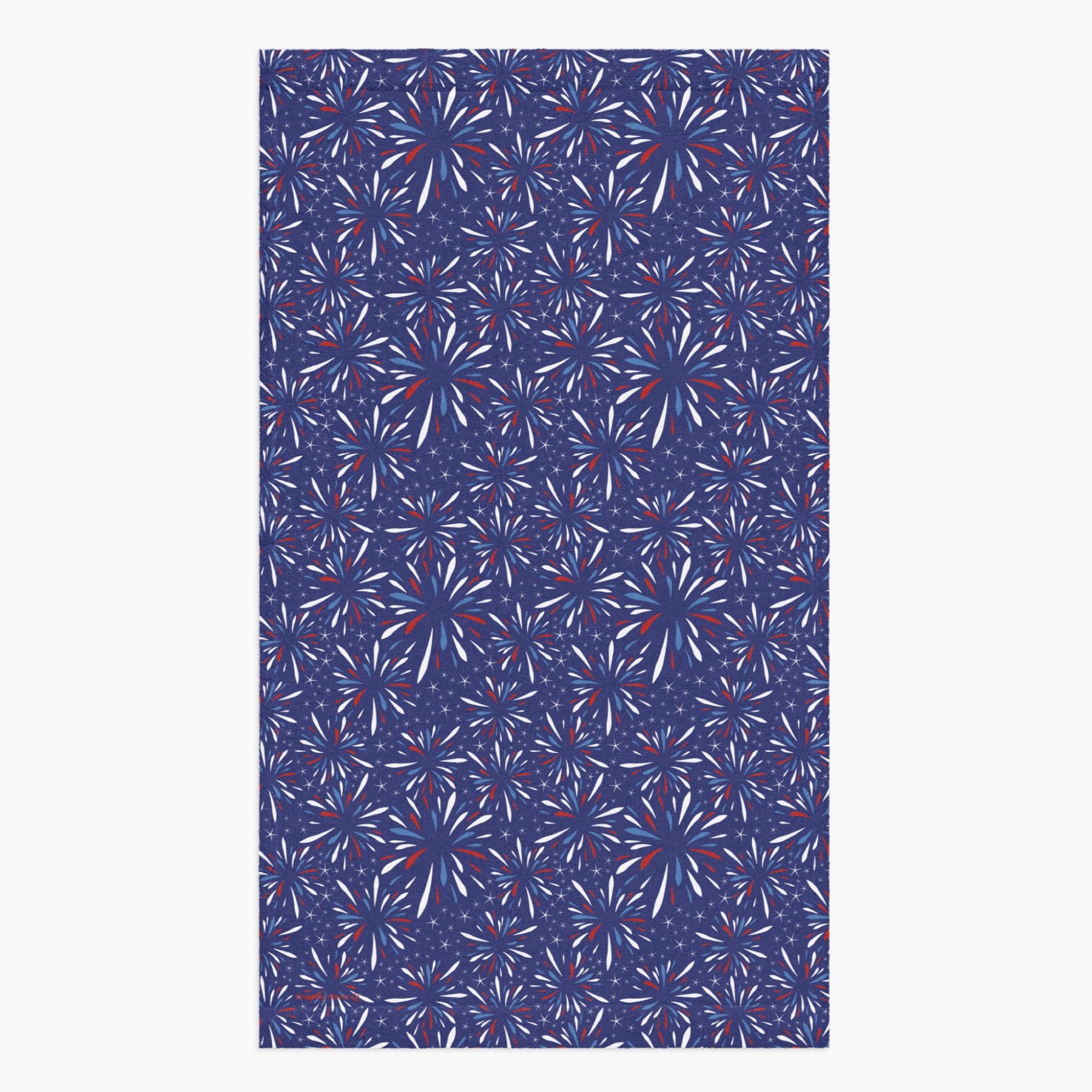 Cloth kitchen hand towel with firework pattern on a white background