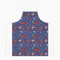 Apron with a blue patriotic pattern on a white background