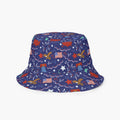 Reversible bucket hat with custom printed patriotic design on a white background