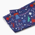 Cloth kitchen hand towel with patriotic symbol-themed pattern on a white background
