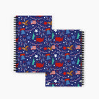 Front and Back covers of  spiral notebooks with patriotic-symbols-themed cover design on a white background