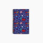 Spiral Notebook with patriotic-symbol-themed pattern on a white background