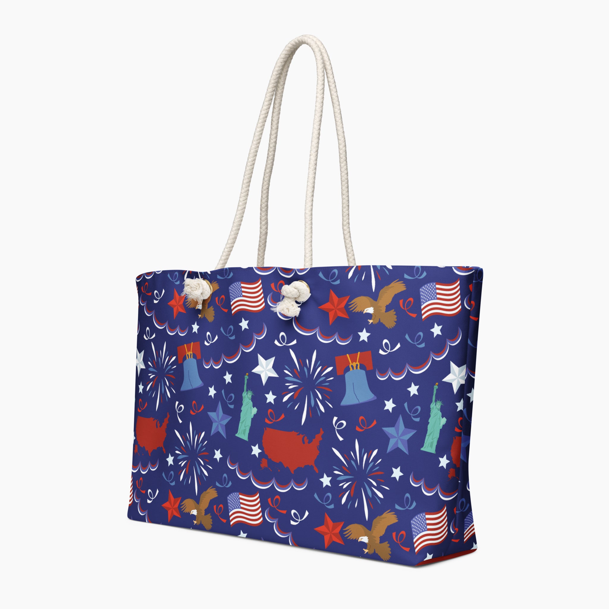Tote bag with Patriotic-symbol-themed design on a white background