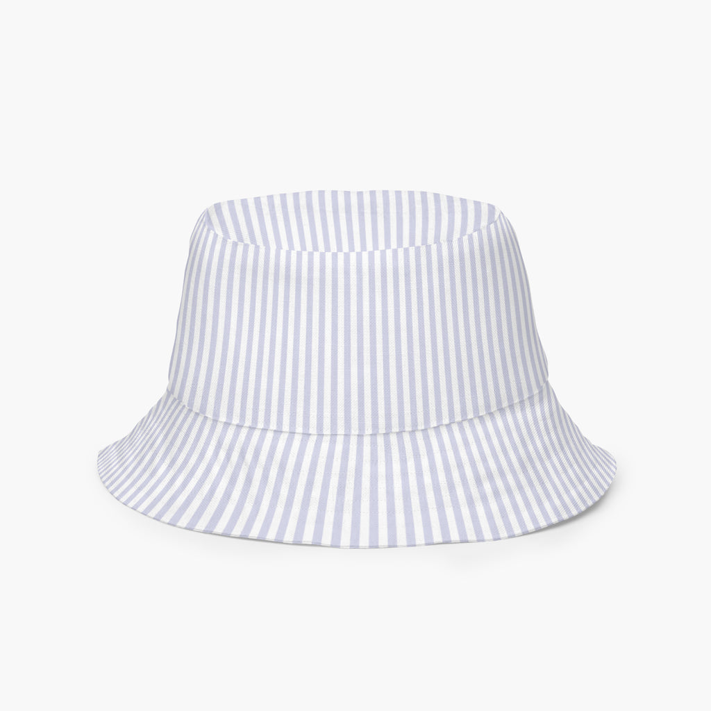 Blue and white striped bucket hat interior on a white background