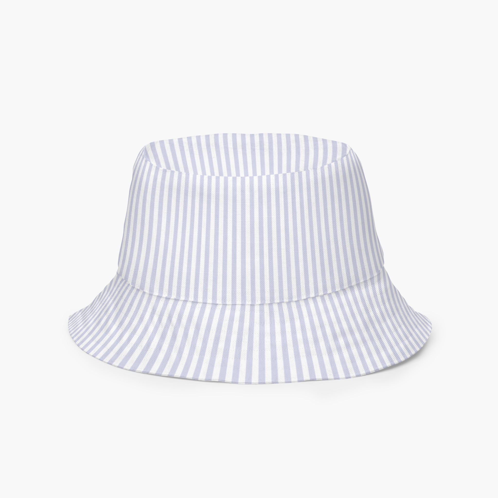 Blue and white striped bucket hat interior on a white background