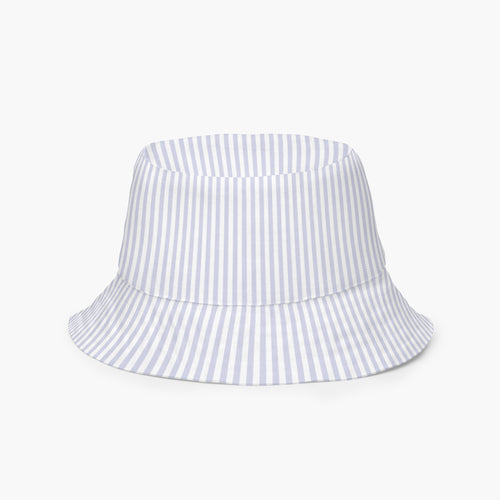 Blue and white striped bucket hat interior on a white background