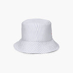Blue and white striped bucket hat interior on a white background