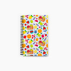 Spiral Notebook with colorful summer fruit pattern on a white background