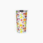Tumbler with summer fruit pattern on a white background
