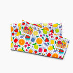 Cloth kitchen hand towel with summer fruits pattern on a white background