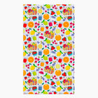 Cloth kitchen hand towel with summer fruits pattern on a white background