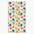 Cloth kitchen hand towel with teacher-themed pattern on a white background