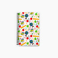 Spiral Notebook with teacher-themed design on a white background
