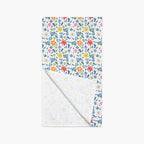 White Floral patterned table runner with a white background