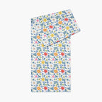 White Floral patterned table runner with a white background