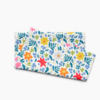 Cloth kitchen hand towel with white floral pattern on a white background